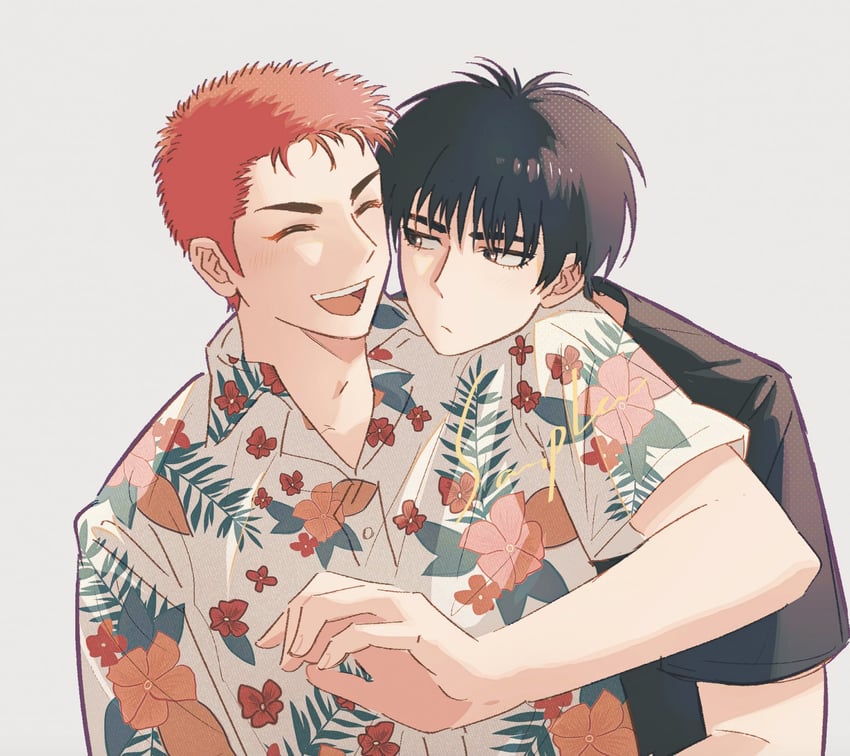 sakuragi hanamichi and rukawa kaede (slam dunk) drawn by heduel