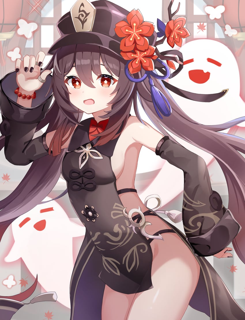 hu tao and boo tao (genshin impact) drawn by nekopurin_(nyanko_prin)