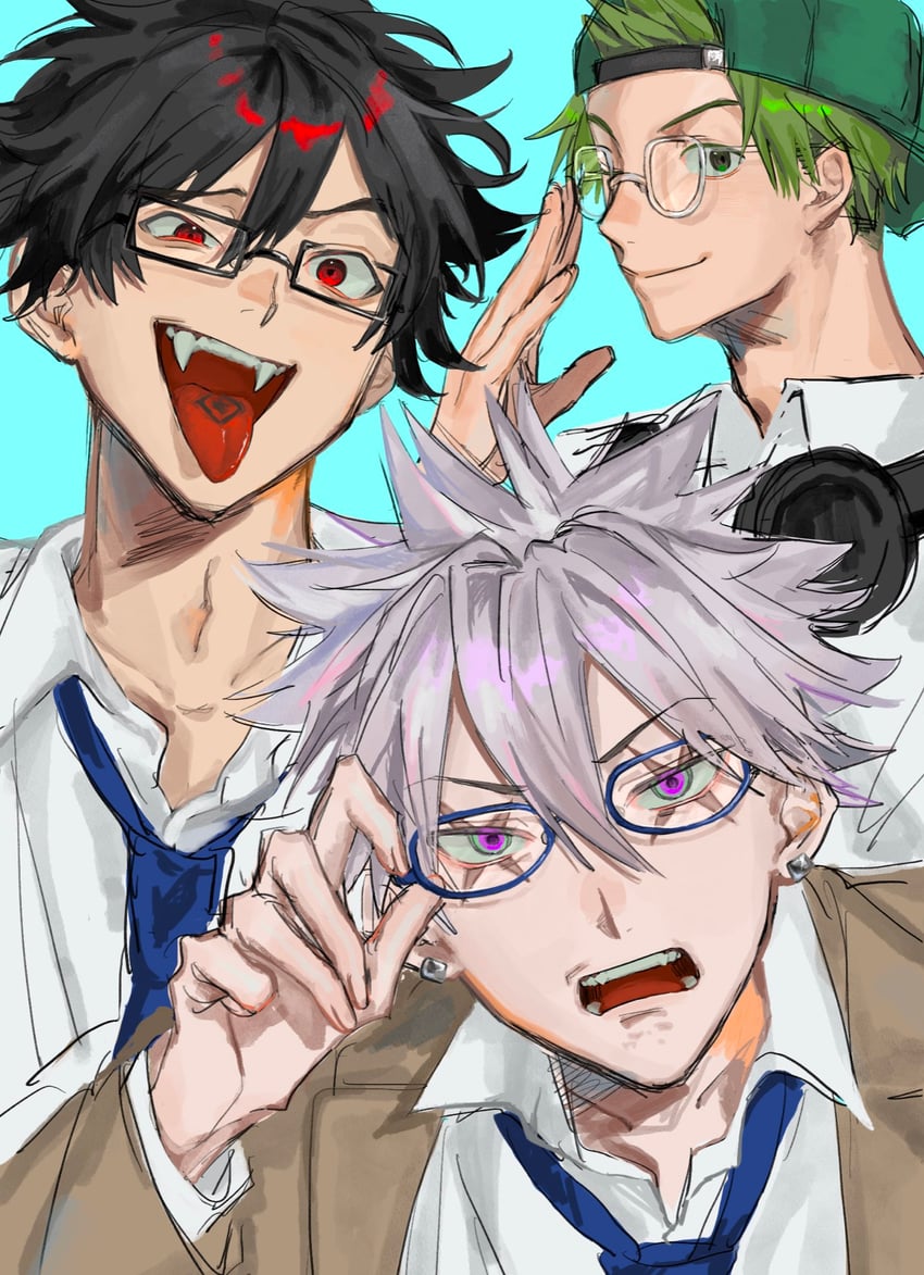 mogari shishikuno, kanzaki kaoru, and kotaro tamon (phantom busters) drawn by kabu16