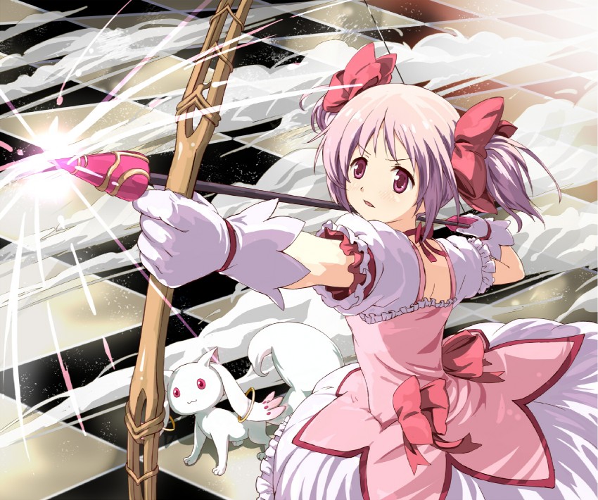 kaname madoka and kyubey (mahou shoujo madoka magica) drawn by blue_door