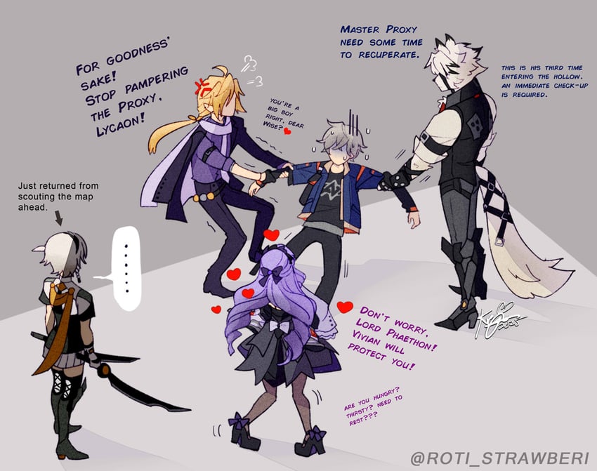wise, vivian banshee, von lycaon, anby demara, and hugo vlad (zenless zone zero) drawn by roti_strawberi