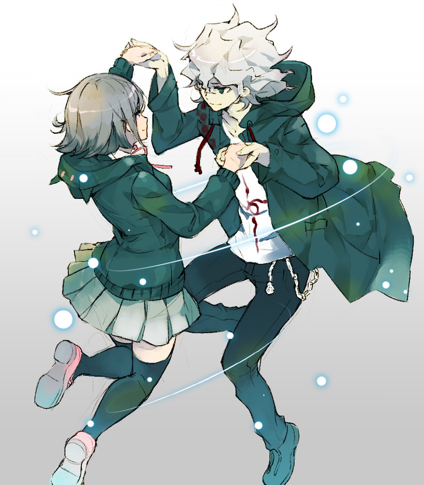 nanami chiaki and komaeda nagito (danganronpa and 1 more) drawn by sio_1234