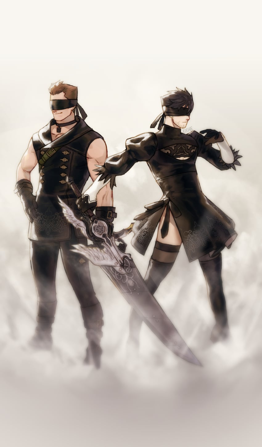 2b, 9s, qrow branwen, and clover ebi (nier and 2 more) drawn by kia_shie
