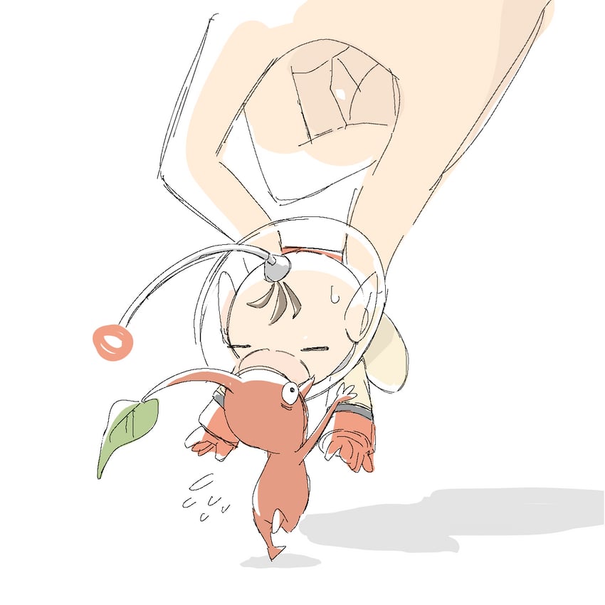 red pikmin and olimar (pikmin) drawn by chikin_(toritoritori09)