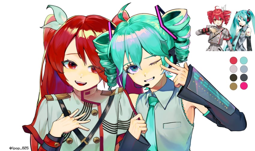 hatsune miku and kasane teto (vocaloid and 2 more) drawn by ipop825