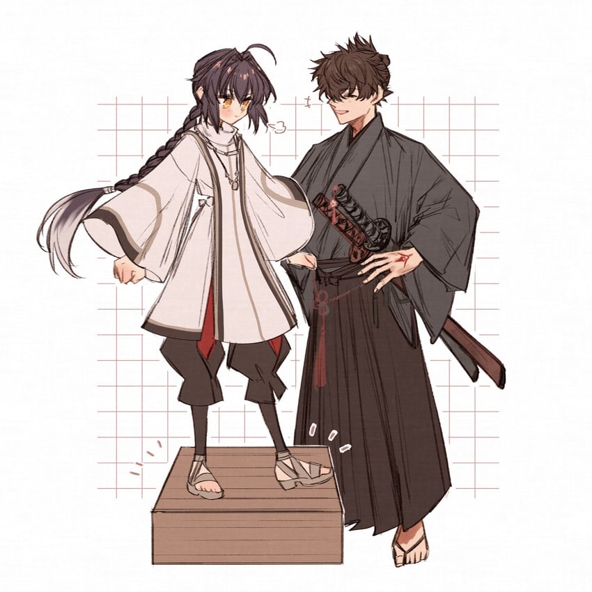 yamato takeru and miyamoto iori (fate and 1 more) drawn by printemps