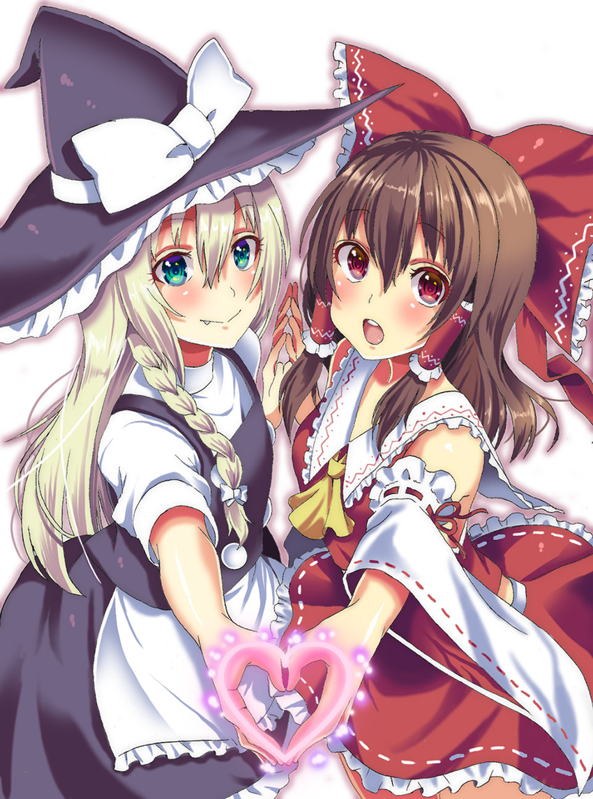 hakurei reimu and kirisame marisa (touhou) drawn by okutani_toro