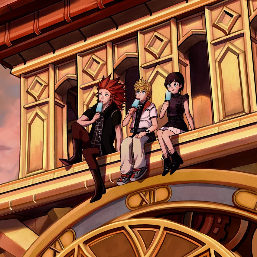 roxas, xion, and lea (kingdom hearts and 1 more) drawn by fettuchi