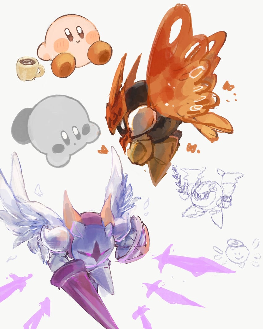 kirby, meta knight, morpho knight, zero two, galacta knight, and 1 more (kirby) drawn by harukui