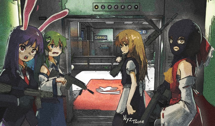 hakurei reimu, kirisame marisa, kochiya sanae, and reisen udongein inaba (touhou and 2 more) drawn by nagilamagykalz