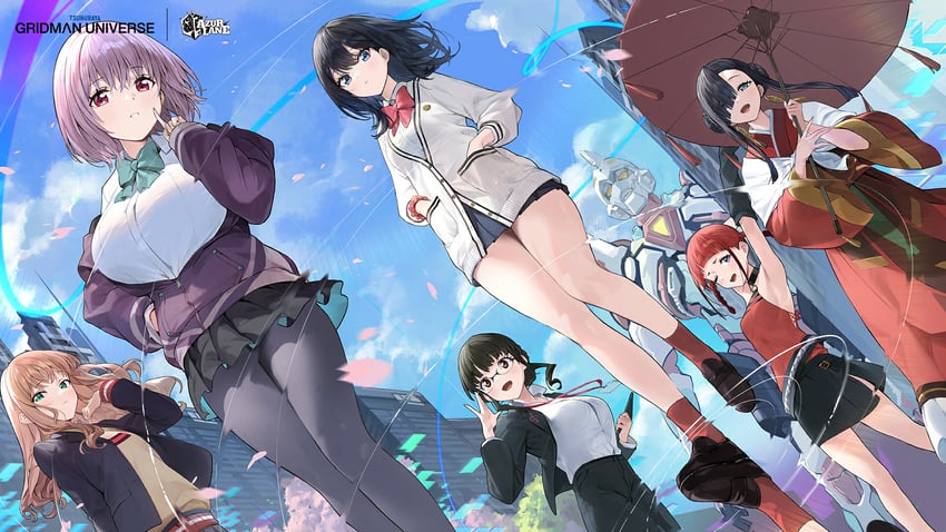 takarada rikka, shinjou akane, minami yume, anosillus ii, gridman, and 2 more (azur lane and 1 more)