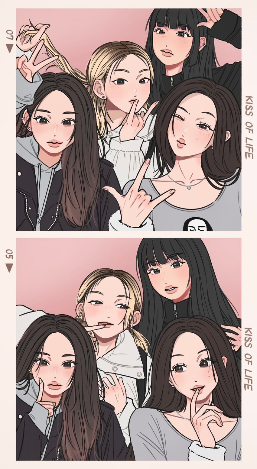 haneul, belle, natty, and julie (real life and 1 more) drawn by tangchi_suputhipong