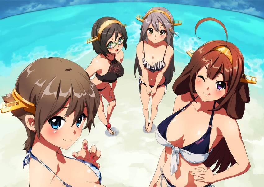 kongou, haruna, hiei, and kirishima (kantai collection) drawn by ruuto_(sorufu)