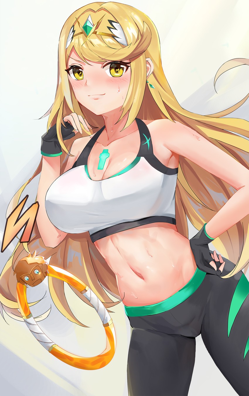 mythra, ring fit trainee, and ring (xenoblade chronicles and 2 more) drawn by kiiro_kimi