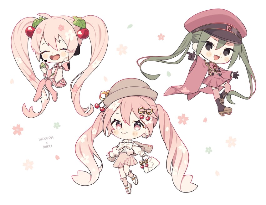 hatsune miku and sakura miku (vocaloid and 1 more) drawn by homa_corn