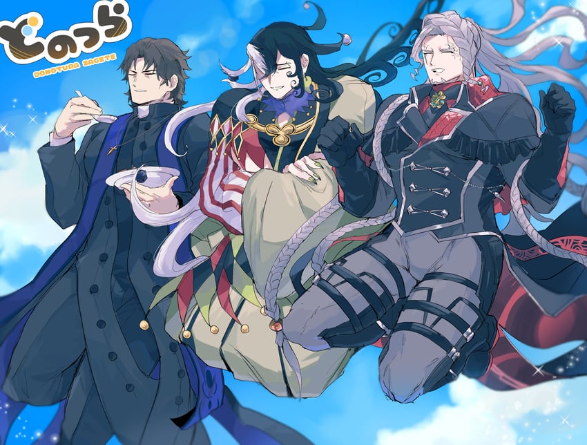 kotomine kirei, ashiya douman, grigori rasputin, and alessandro di cagliostro (fate and 1 more) drawn by k_ruc