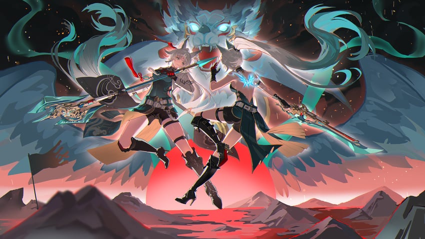 feixiao and ecliptic inner beast (honkai and 1 more) drawn by guaisanmu