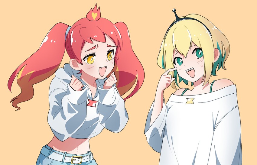 amano pikamee and hikasa tomoshika (voms) drawn by kiko_(kikobooom)