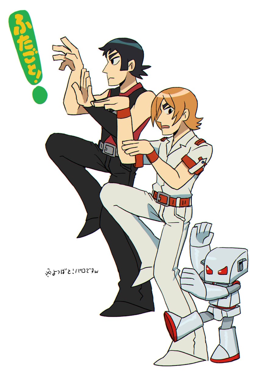 ken katayanagi, kyle katayanagi, and robot-01 (scott pilgrim and 2 more) drawn by guruo_(gur_sp)