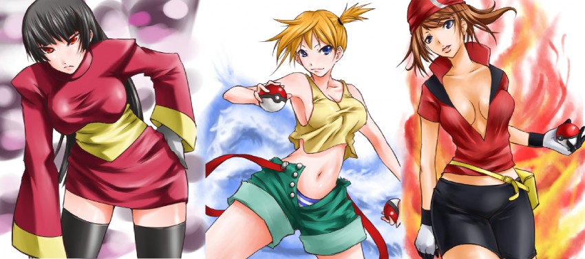 may, misty, and sabrina (pokemon and 1 more) drawn by rugu