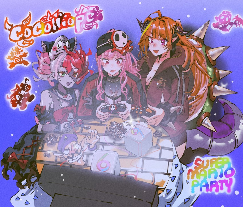 mori calliope, kiryu coco, kureiji ollie, bowser, goomba, and 2 more (hololive and 5 more) drawn by set7