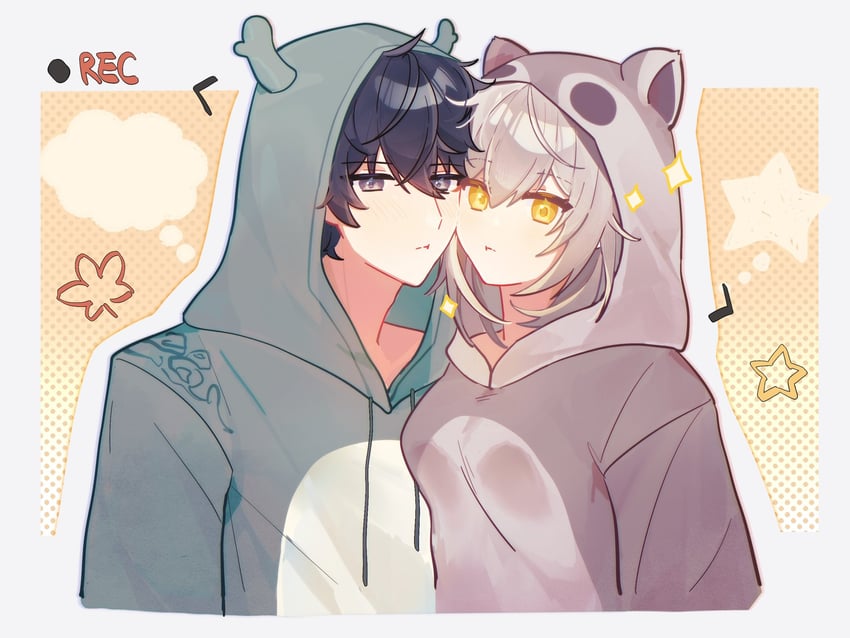 trailblazer, stelle, and dan heng (honkai and 1 more) drawn by michu_chchu