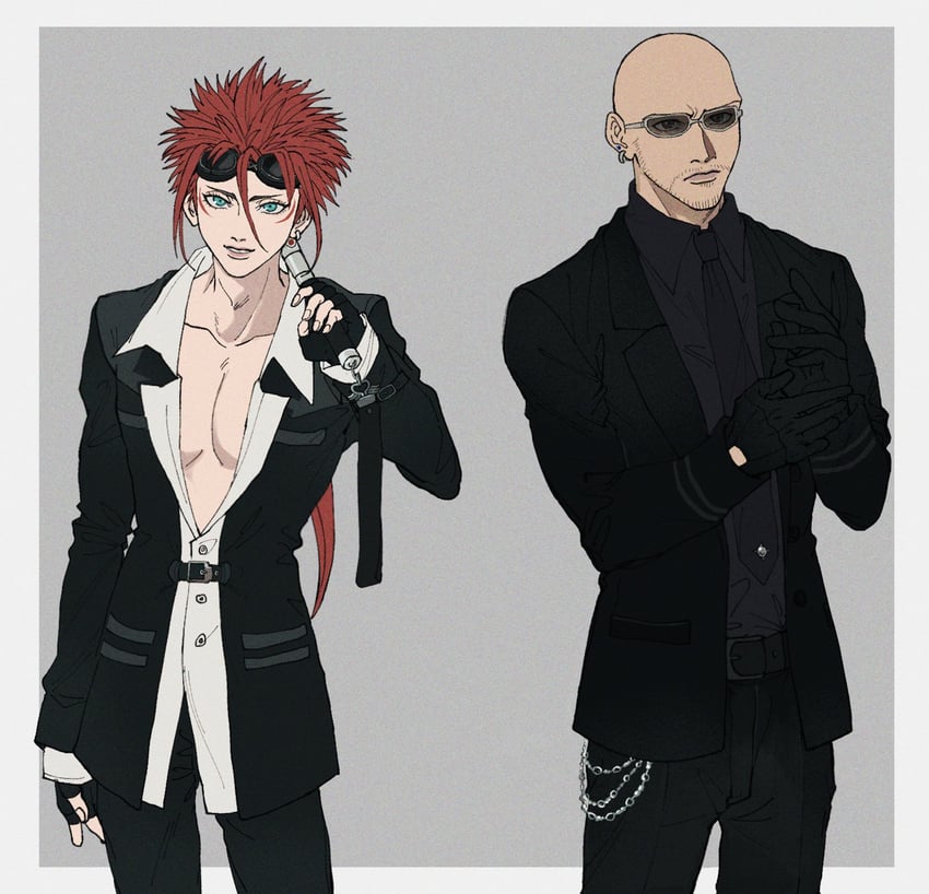 reno and rude (final fantasy and 2 more) drawn by dokunoko