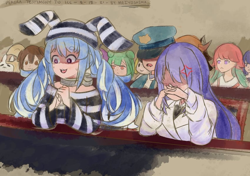 usada pekora, minato aqua, takanashi kiara, watson amelia, ookami mio, and 7 more (hololive and 2 more) drawn by meiyoshima