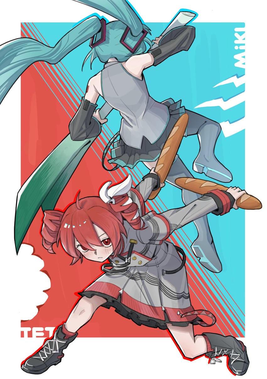 hatsune miku and kasane teto (vocaloid and 2 more) drawn by ffsuda010