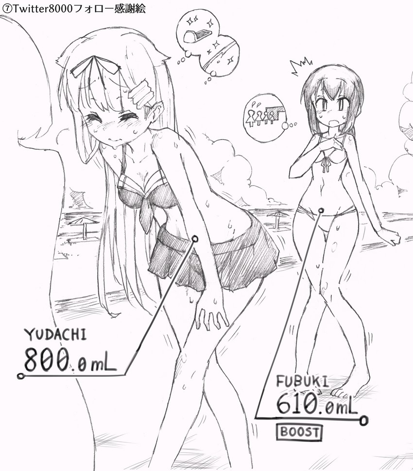 yuudachi and fubuki (kantai collection) drawn by koorimizu