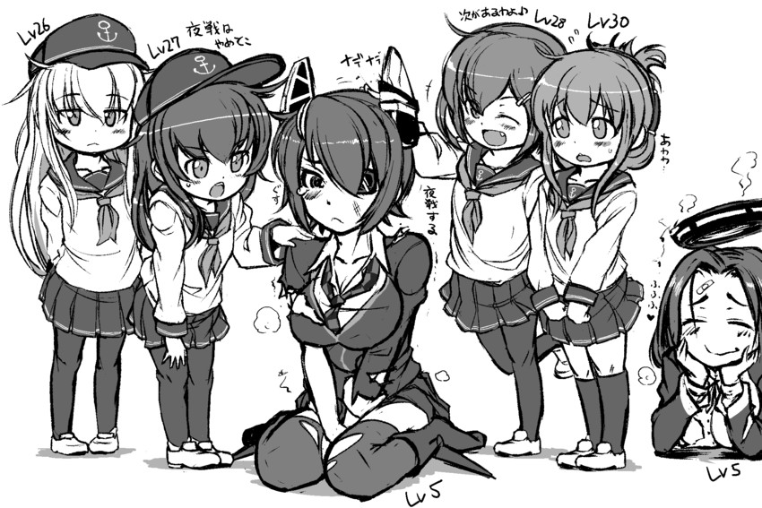 hibiki, inazuma, tenryuu, ikazuchi, akatsuki, and 1 more (kantai collection) drawn by lee_(colt)