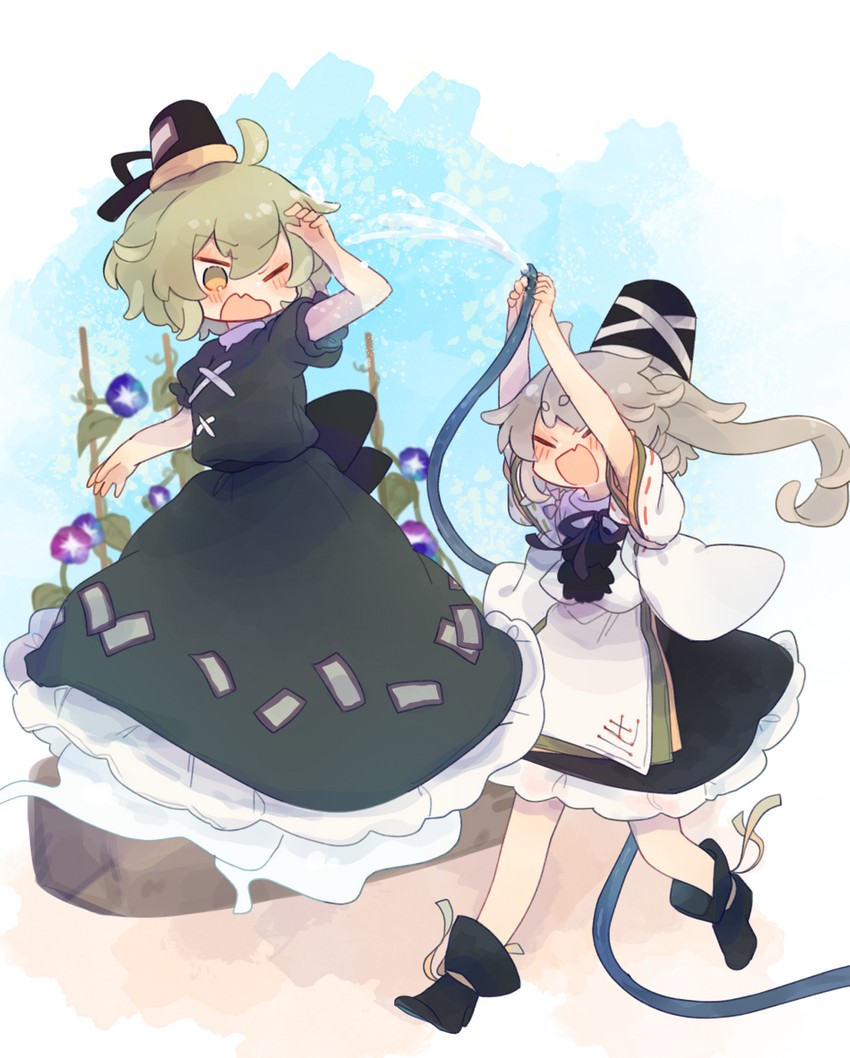 mononobe no futo and soga no tojiko (touhou) drawn by ashiyu_(ashu-ashu)