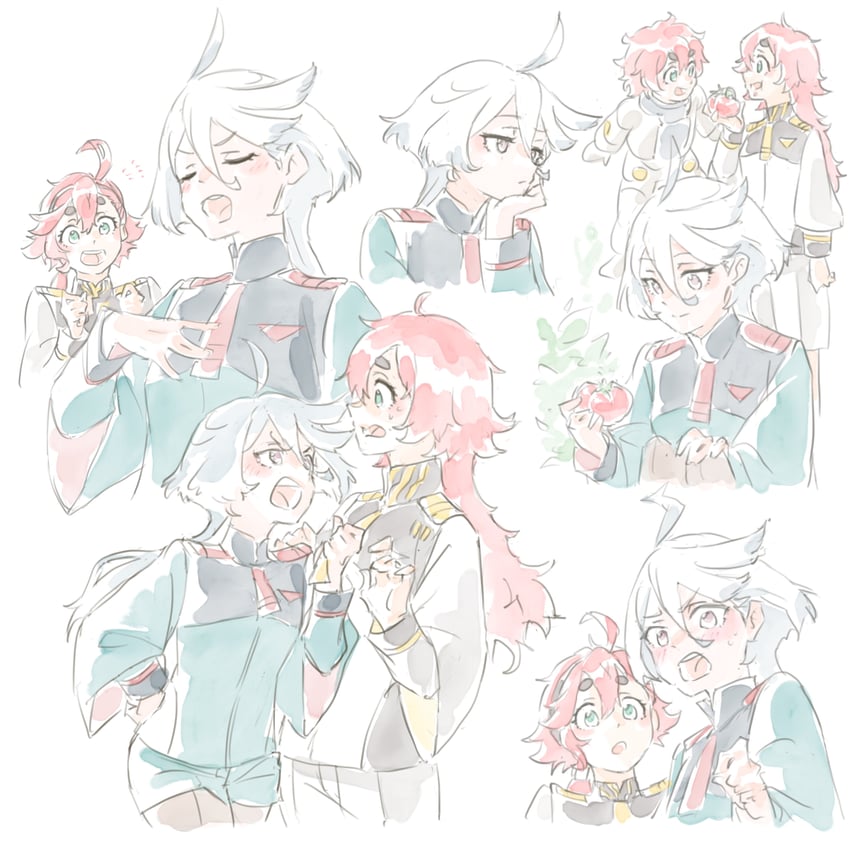 suletta mercury, miorine rembran, and ericht samaya (gundam and 1 more) drawn by yaco_(085)
