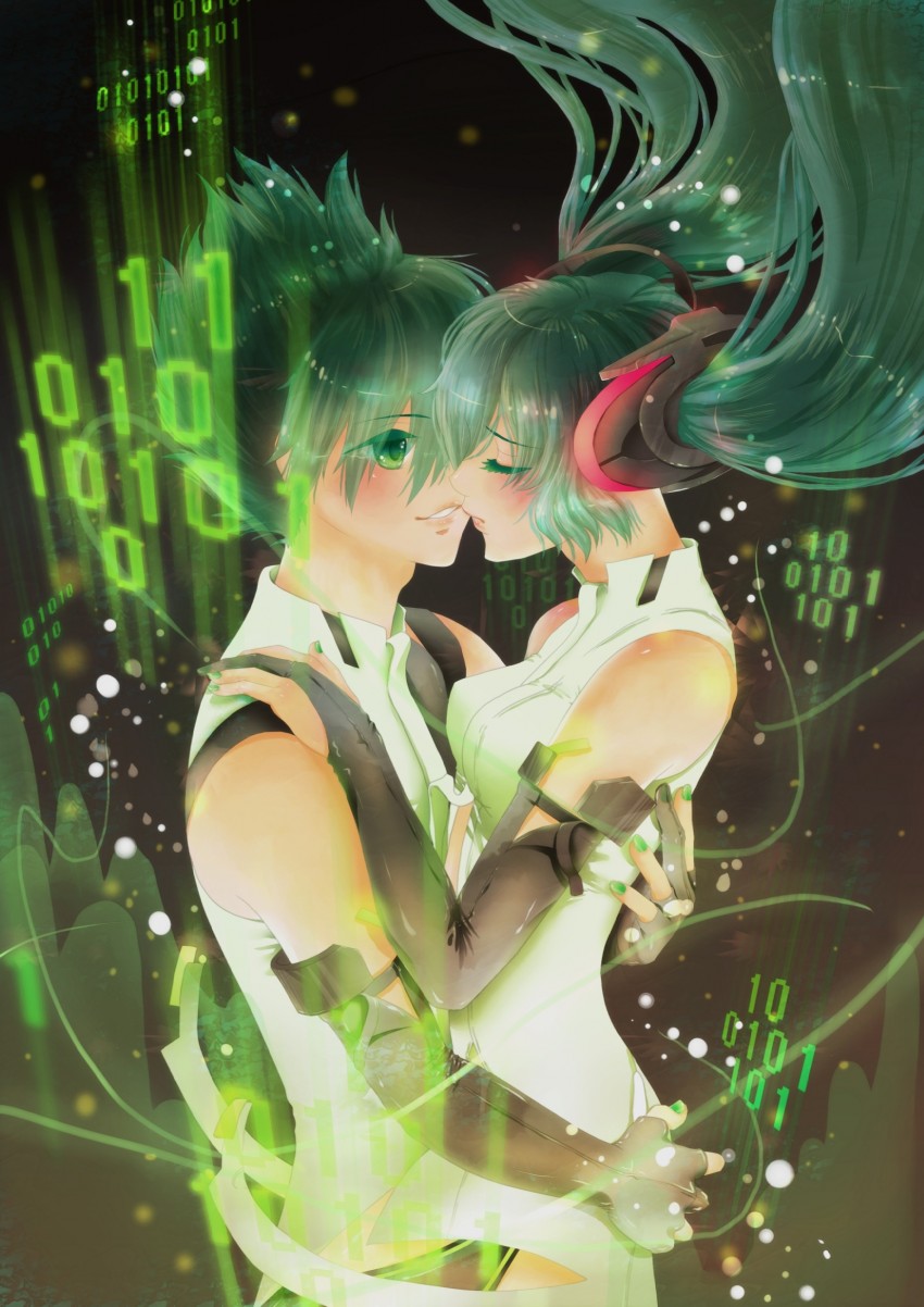 hatsune miku and hatsune mikuo (vocaloid) drawn by mamiya_inzou