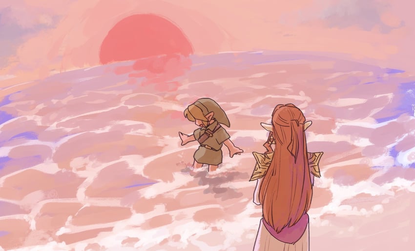 link, princess zelda, and young link (the legend of zelda and 1 more) drawn by yamori_(yamoooon21)