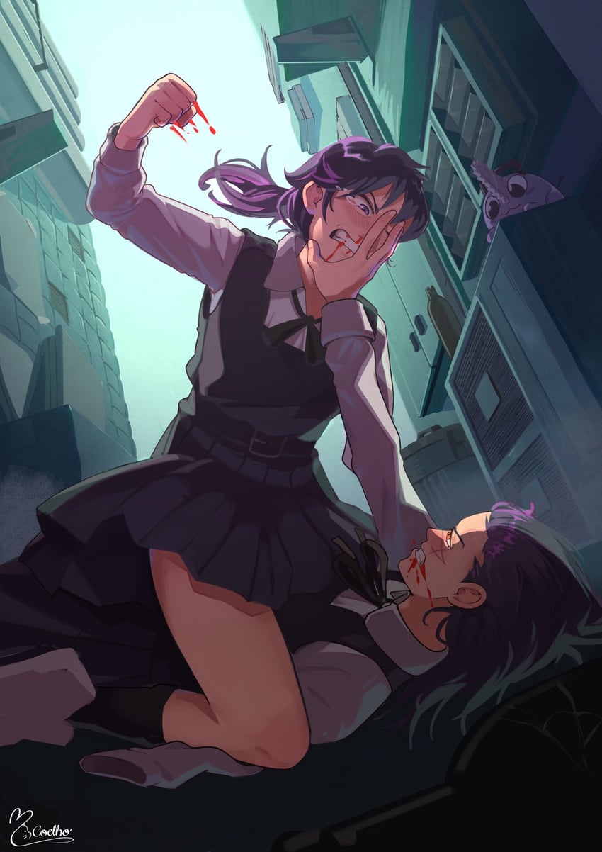 mitaka asa and pochita (chainsaw man) drawn by coelho_artt