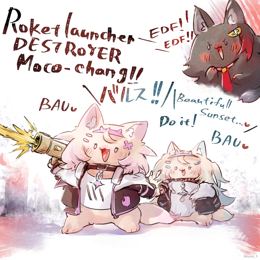 ookami mio, fuwawa abyssgard, and mococo abyssgard (hololive and 3 more) drawn by ikayaki_(ikayaki4)