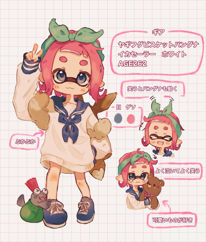 inkling player character, inkling girl, and smallfry (splatoon and 1 more) drawn by ochocho2828
