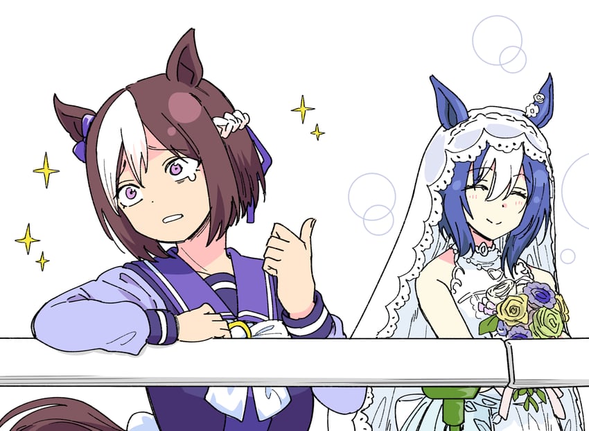 special week and cesario (umamusume and 1 more) drawn by taguchi_kenji_(omaep)