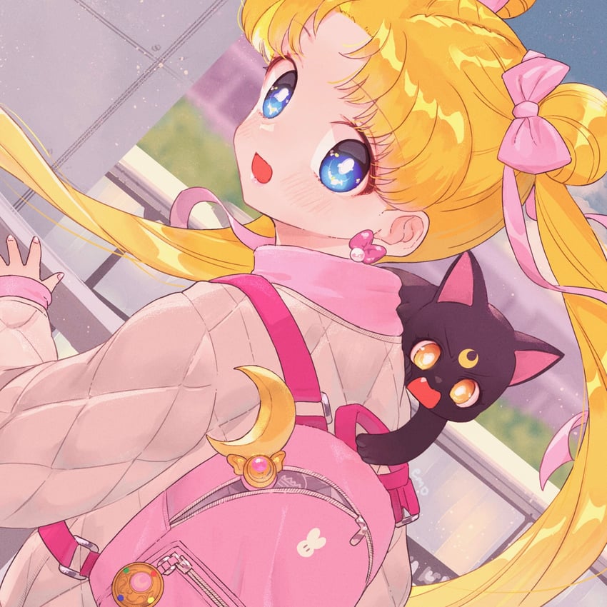 tsukino usagi and luna (bishoujo senshi sailor moon) drawn by yyemoyy