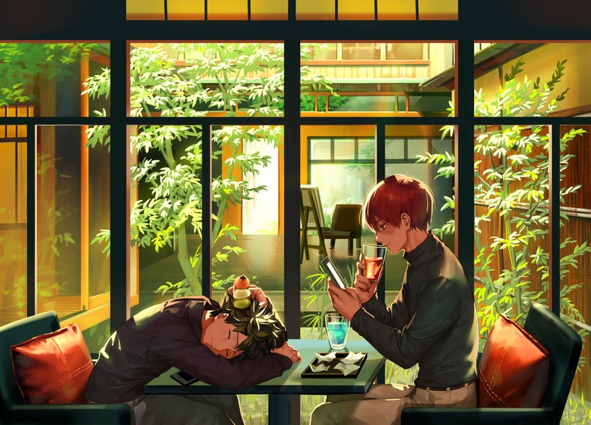 midoriya izuku and todoroki shoto (boku no hero academia) drawn by byeolmu