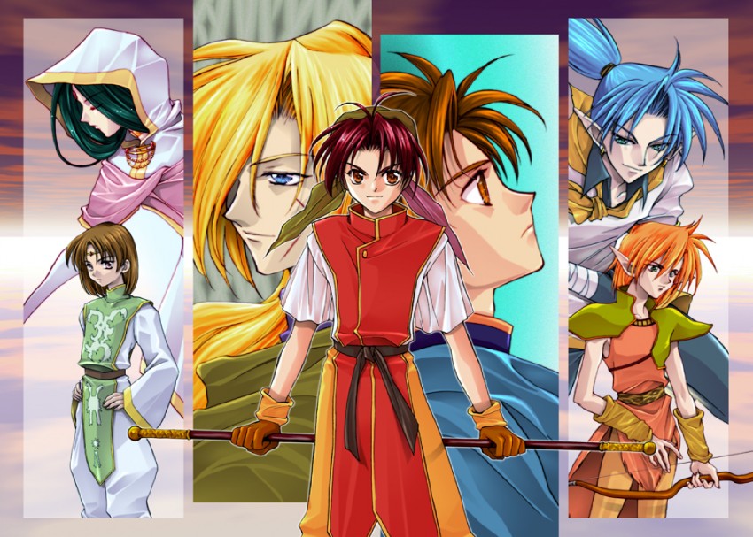 tir mcdohl, luc, ted, gremio, leknaat, and 2 more (gensou suikoden and 1 more) drawn by shuri_yasuyuki
