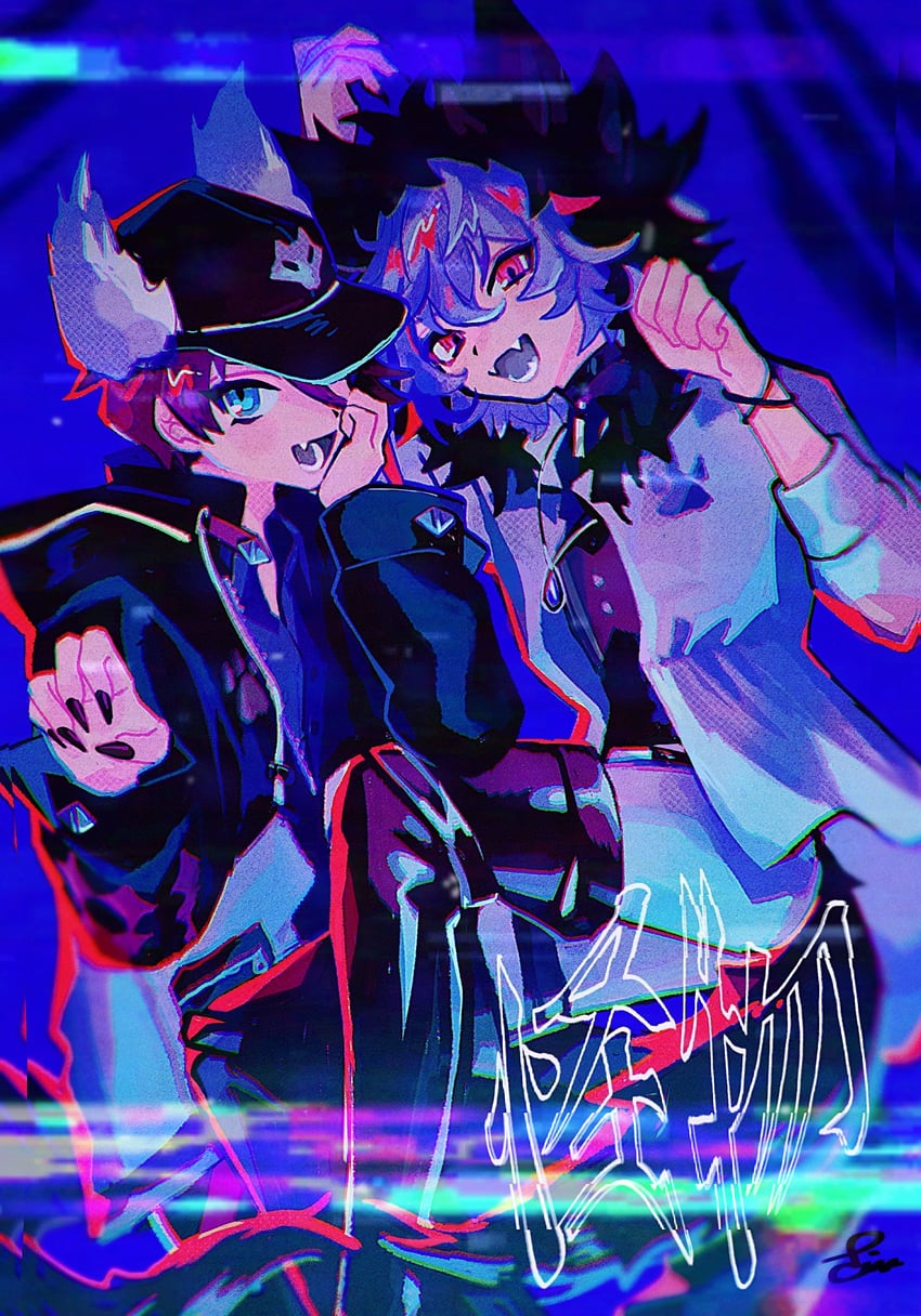 fuwa minato and saegusa akina (nijisanji) drawn by nopnop_chan