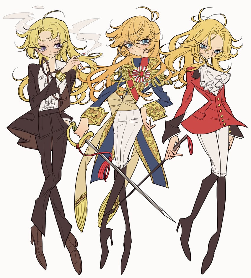 oscar francois de jarjayes, asaka rei, and julius leonherd von ahrensmeyer (versailles no bara and 2 more) drawn by meremero