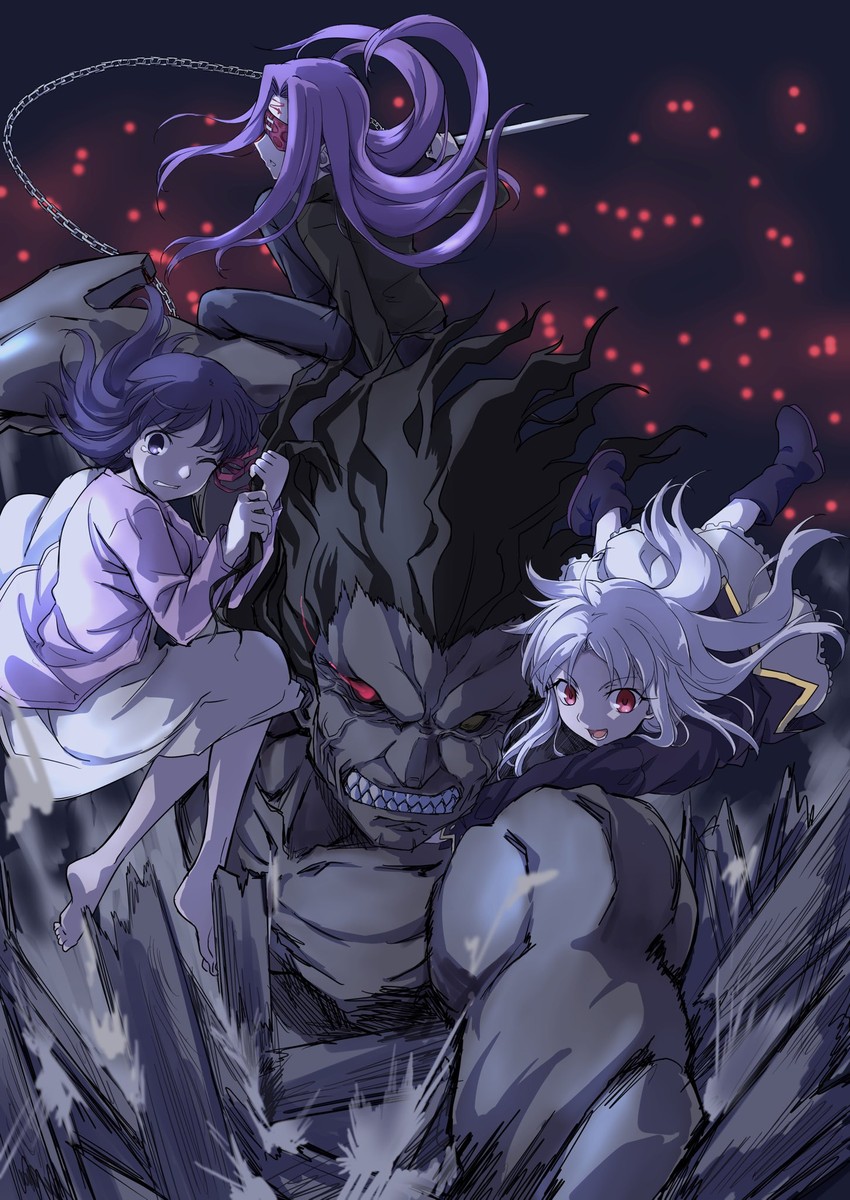 illyasviel von einzbern, matou sakura, medusa, and heracles (fate and 2 more) drawn by chiizu_ore