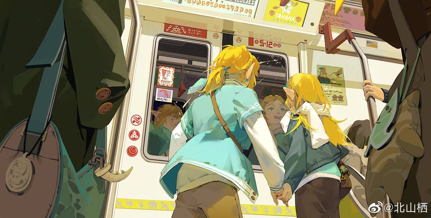 link and princess zelda (the legend of zelda) drawn by beishan_qi