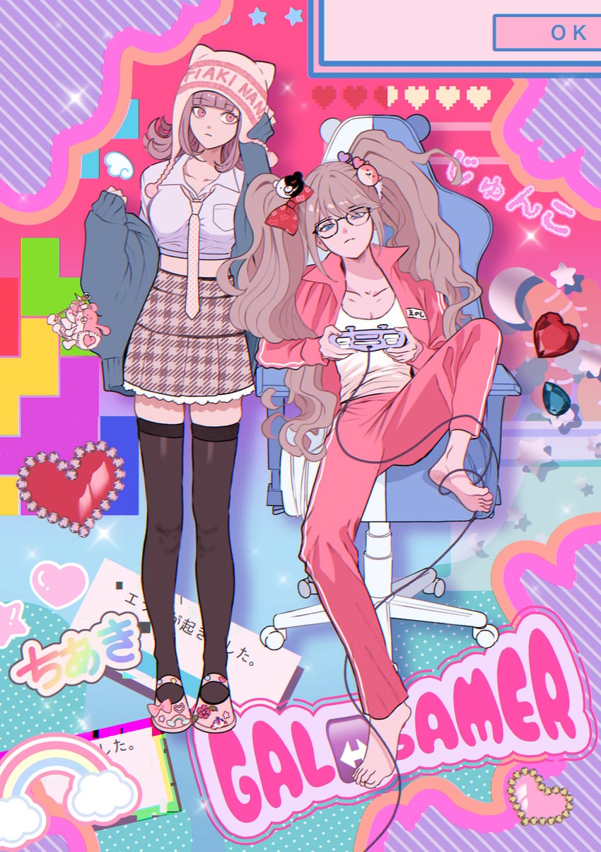 nanami chiaki and enoshima junko (danganronpa and 2 more) drawn by okonomiyakiyyy1