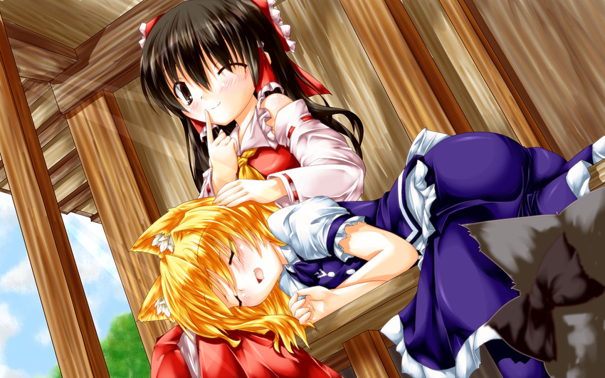 hakurei reimu, kirisame marisa, and kaenbyou rin (touhou) drawn by telya