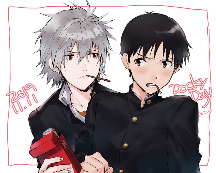 ikari shinji and nagisa kaworu (neon genesis evangelion) drawn by 11kkr