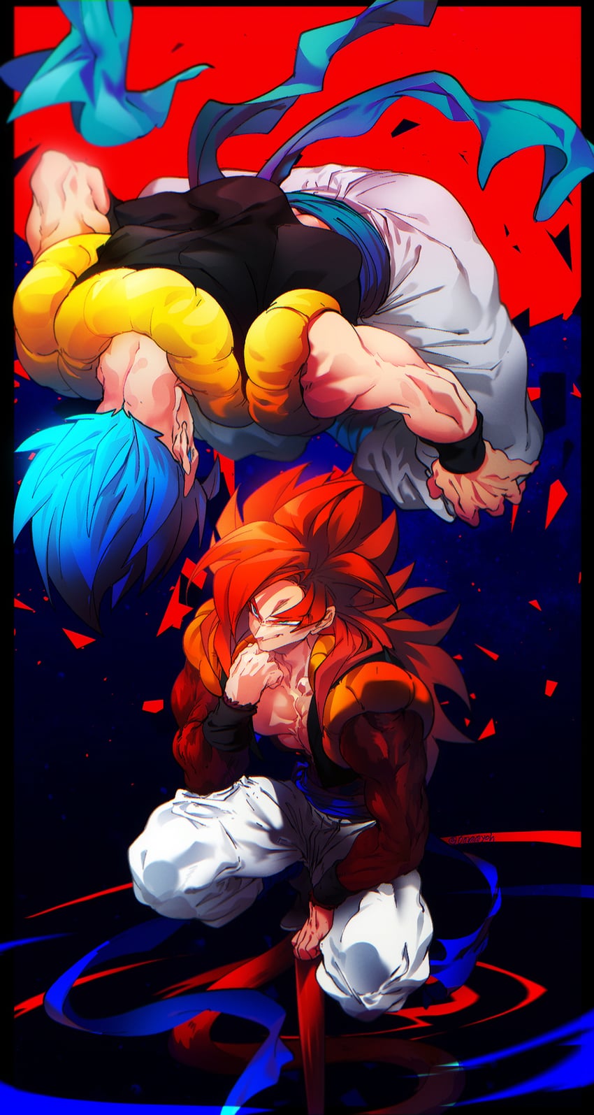 gogeta (dragon ball and 3 more) drawn by ommmyoh